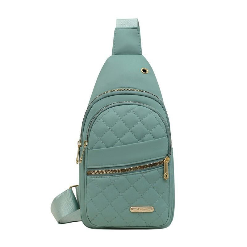 Solid Color Quilted Fanny Pack - Casual Zipper Chest Belt Bum Bag, Adjustable Sling Bag for Daily Use, Lightweight & Waterproof