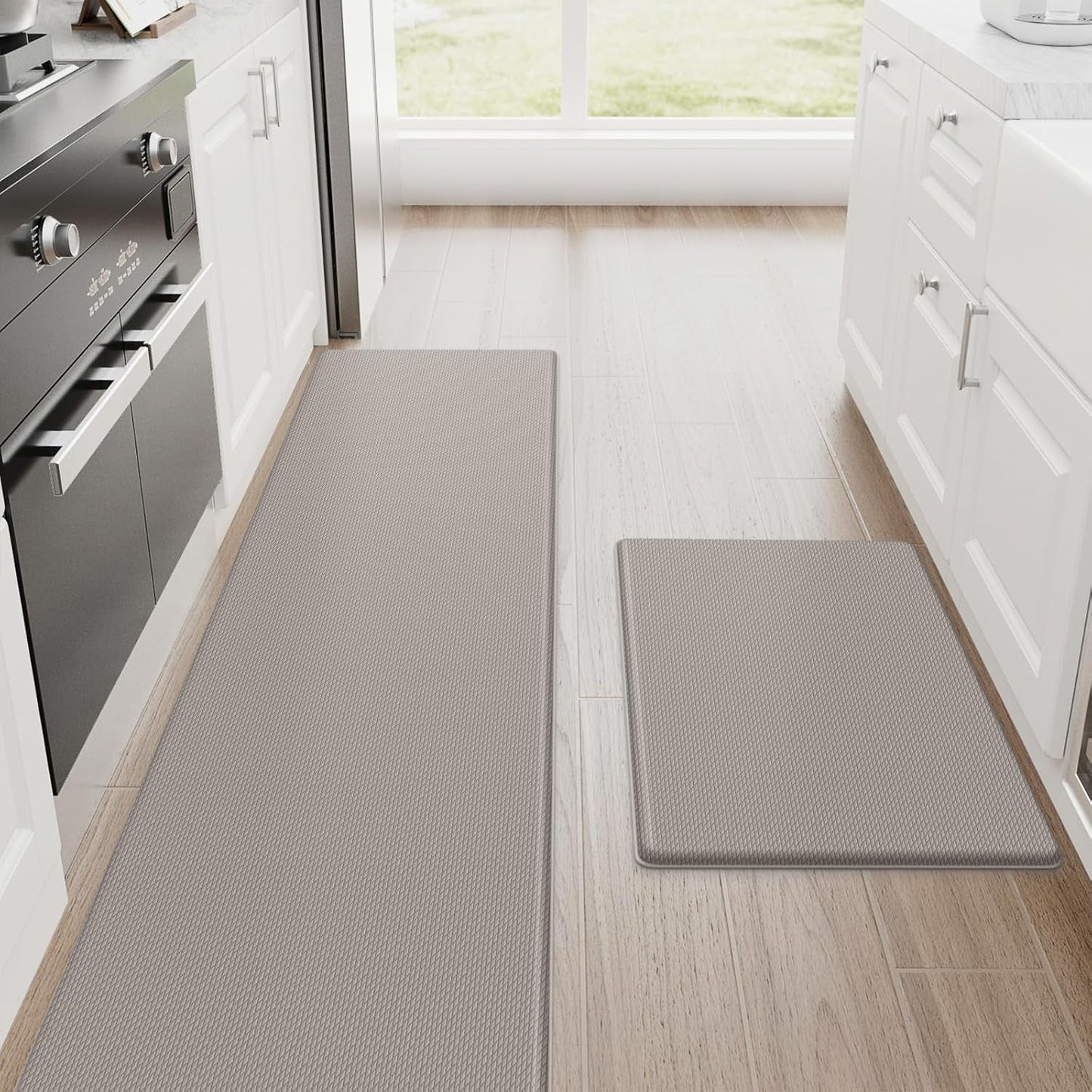 Kitchen Mats, 2PCS Kitchen Rugs, Cushioned anti Fatigue Kitchen Mats for Floor, Non-Slip Standing Desk Mat, Waterproof Kitchen Rug Set for Kitchen,20" X 32"+20" X 94.5"-Full 1Inch Thick,Black
