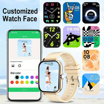 Smart Watch Wireless Talking Dialing Multi-Sport Mode Call Reminder SMS Message Reminders HD Screen Alloy Charging Pink Rechargeable Wearable USB Compatible