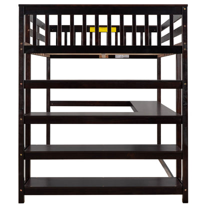 Loft Bed With Storage Shelves And Under Bed Desk