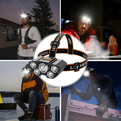 2 Pack Rechargable Headlamp with 3 Modes, 5 Led Waterproof Head Lamp for Forehead, Hard Hat Light, Adjustable Head Flashlight for Adults, Work Lighting Headlamp, Bright Coast Headlamp for Outdoor Camping, Hiking, Running - Durable Gift for Men