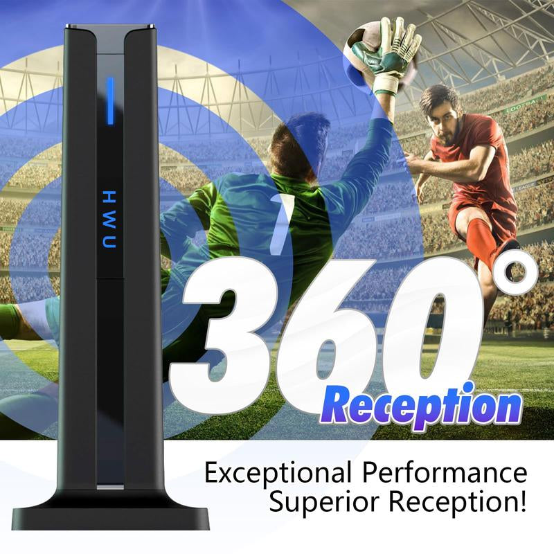 Ultimate Smart HDTV Antenna - Indoor/Outdoor, Amplified Signal Booster, 5M Cable & 3M Double-Sided Tape, Supports 4K & 1080P for All TVs
