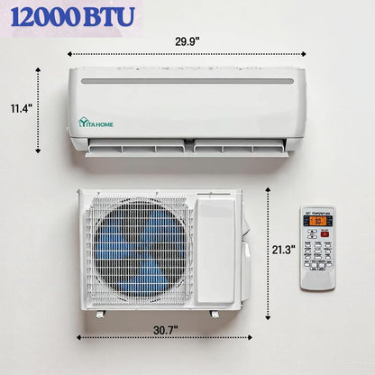 YITAHOME 9000/12000 BTU Mini Split Air Conditioner Heat Pump System, Wifi Enabled, 19/20 SEER2 115V Inverter Ductless AC Cool up to 450/750 Sq. Ft, Compatible with Alexa, Complete Installation Kit, Energy Efficient Cooling & Heating