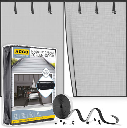 AUGO Heavy Duty Magnetic Screen Door - Self-Sealing Mesh for Ultimate Bug Protection - Ideal for Kids and Pets - 38" x 83" with Innovative Stay Open Feature