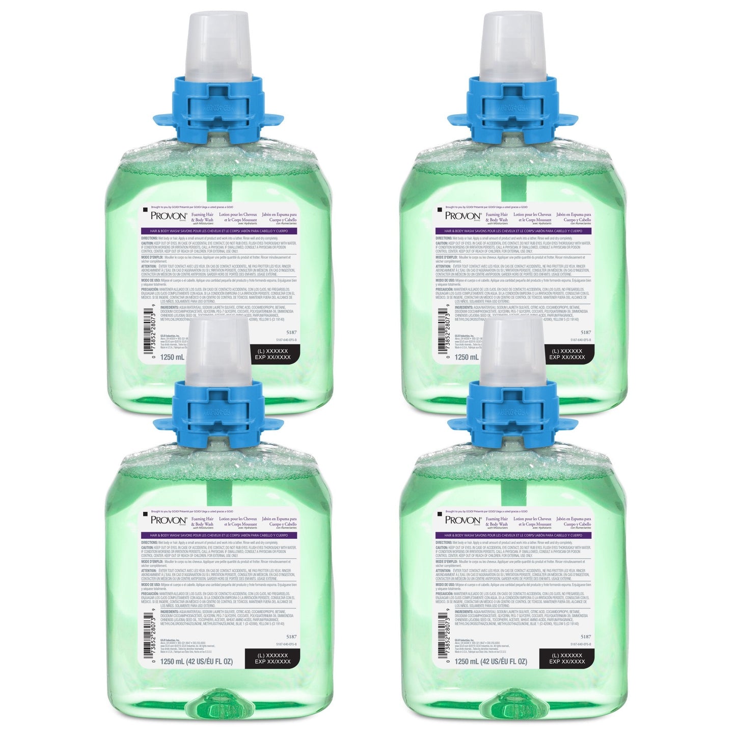 Provon® Foaming Hair and Body Wash with Moisturizers, 1,250 mL Dispenser Refill 5187-04