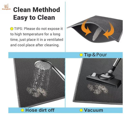 [Bb]Cat Litter Mat Double Layer Waterproof , Upgrade Waterproof Leakproof Back Layer, Honeycomb Trapping Mat, Washable, Easy to Clean, Scatter Control Kitty Litter Matt, Grey