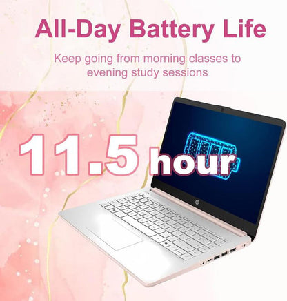 HP 14” Rose Gold Laptop, Intel Dual-Core, 4GB RAM, 64GB SSD, HD Display, Windows 11, Microsoft 365 Web Apps with 1TB Onedrive, Lightweight Student Computer, Rose Gold