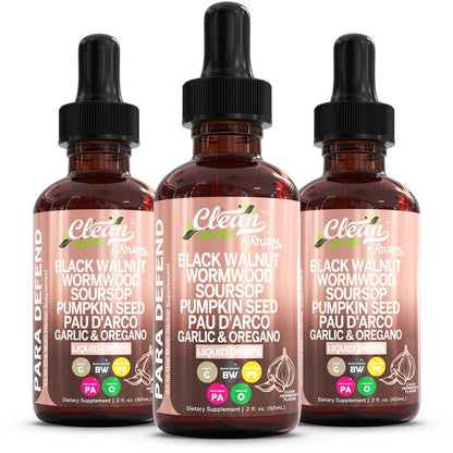 Para Defend Black Walnut Liquid Drops with Sweet Wormwood, Soursop, Garlic, Pumpkin Seed, Pau D'Arco, Oregano, Turmeric, Berberine and Neem Tincture
