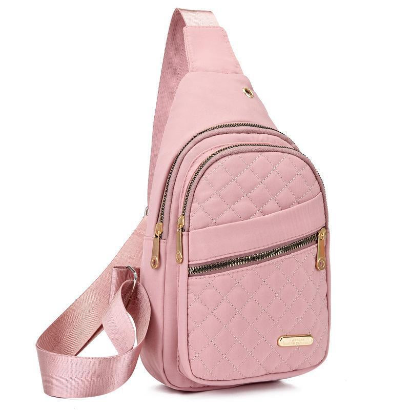 Solid Color Quilted Fanny Pack - Casual Zipper Chest Belt Bum Bag, Adjustable Sling Bag for Daily Use, Lightweight & Waterproof