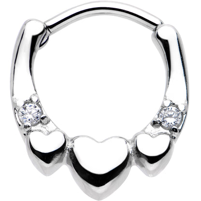 16G 5/16 Clear Gem Hearty Hug Hearts Septum Clicker