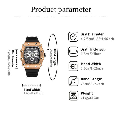 Men'S Colorful Punk Style Quartz Watch, Multi.Functional Waterproof Dual Display Wristwatch, Trendyfashion Sport Watch, Birthday Gift with Gift Boxfashionable Wristwatch Multifunctional Men Luminous Hand