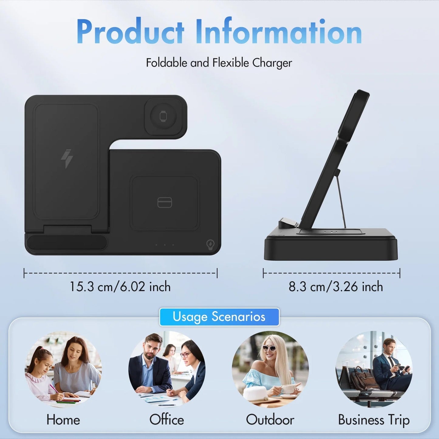 Ultimate Wireless Charging Station - Magnetic Charger for iPhone 17-11, Apple Watch Series 9-3, and AirPods Pro/2/3 - Sleek Black Design, No Adapter Needed!