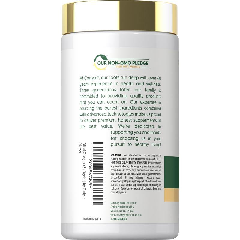 Carlyle Oil of Oregano with Black Seed Oil | 8000Mg | 300 Softgel Capsules | Naturally Occurring Carvacrol & Thymoquinone Pills | Non-Gmo, Gluten Free Supplement