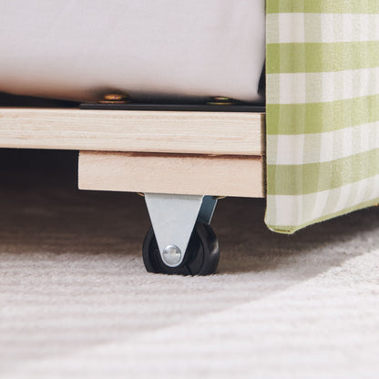 Gingham Daybed With USB Charging Port, Wave-Shaped Design