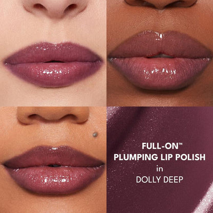 BUXOM Full-On Plumping Lip Polish Gloss - Dolly Shade Extension Lipgloss, High-Shine Shimmer, Hydrating Peptide Complex, Non-Sticky, Cruelty-Free, Hydrating