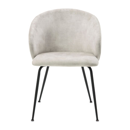 Velvet Upholstery Side Chairs 2 Piece Set With Metal Legs Modern Home Furniture - Beige