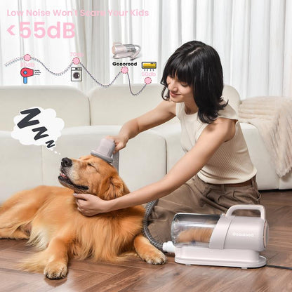 Geoorood Dog Grooming Vacuum All-In-One Kit with 10Kpa Suction, 2.2L Dust Tank, Adjustable Combs, Lightweight Design, Perfect for Gifts & Home Use