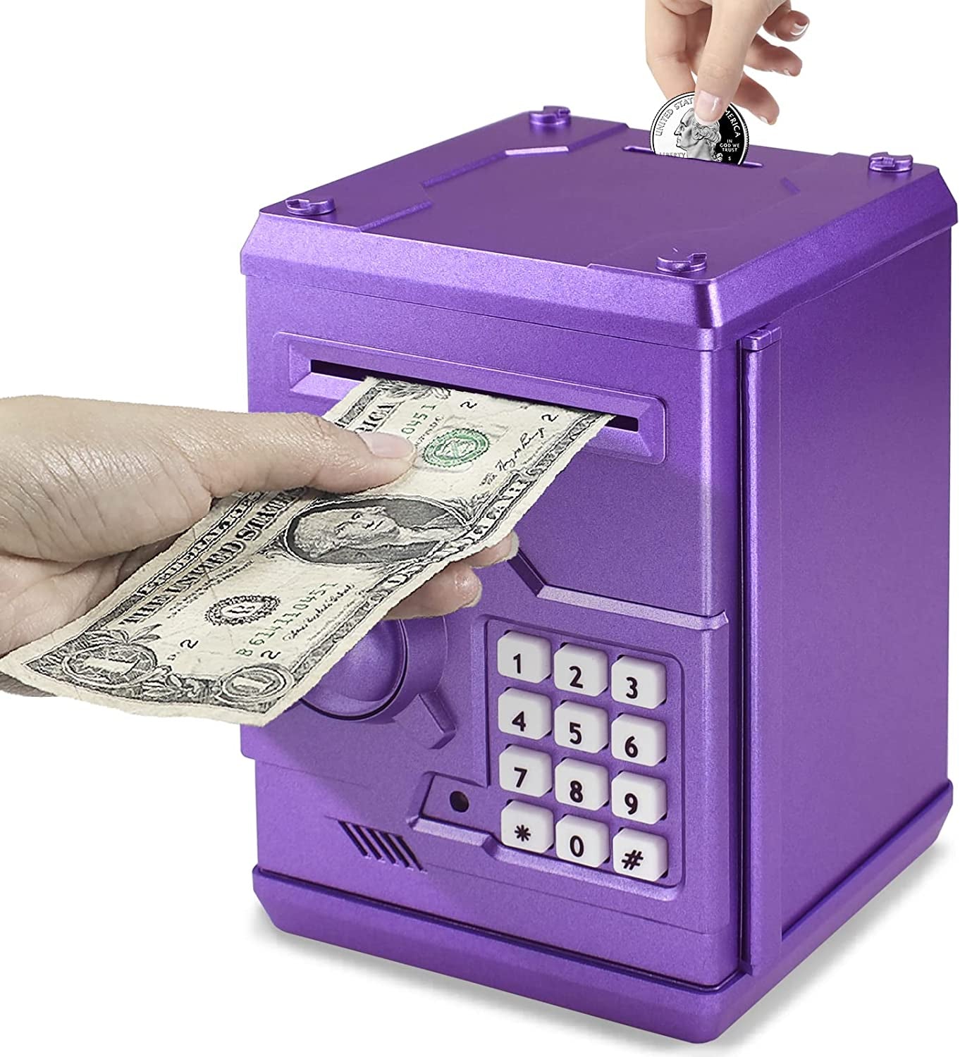 HUSAN Piggy Bank for Kids, Electronic Password Code Money Bank ATM Bank Box Coin Bank for Children Boys and Girls (Black)