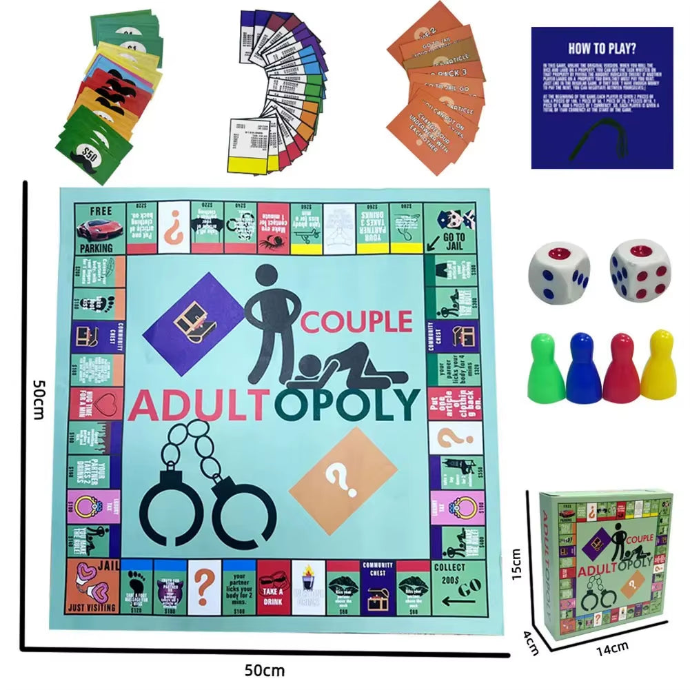 ！！Adultopoly Board Game Couple Adult Opoly Board Game Relationship Card Game Portable Couple Game Valentines Gifts for Him Her..