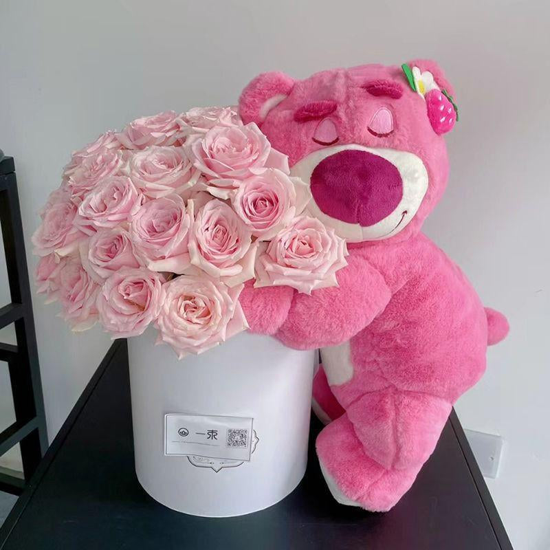 Valentine’S Day Teddy Bear with Eternal Rose Bouquet, Preserved Flower Plush Bear, Romantic Birthday Gift for Her Gift Sets