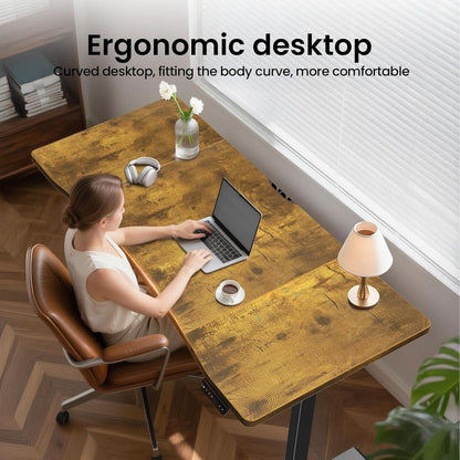 63 Inches Electric Standing Desk Brown Walnut Finish