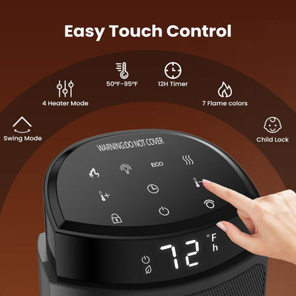 【Clearance】Space Heater for Indoor Use, 23Inch Portable Heater with Remote and Thermostat,7 Light Modes, 70°Oscillation, 12H Timer, up to 95°F, Tip-Over Protection