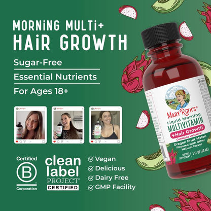 Maryruth'S Travel Pack Liquid Multivitamin + Hair Growth with Clinically Tested Lustriva - Thicker Hair - Reduce Wrinkles & Fine Lines - 1 Fl Oz