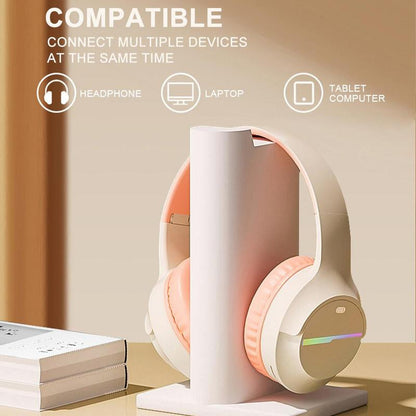 Kids Bluetooth Headphones, Colorful LED Lights Wireless Kids Headphones, Built-In Mic, Over-Ear Bluetooth 5.3 Headphones Built-In Mic for School Travel Ipad Tablet Airplane,Christmas Gift