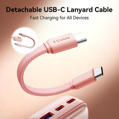 INIU Zapmini 45W PD 10000Mah Power Bank, Ultra Small Pocket Size Powerbank, Carry P50-E1 Travel Essentials Portable Charger, Detachable Lanyard USB C Cable Fast Charge Phone Battery Pack for Iphone 17 16 15 Series Ipad Airpods Samsung Switch Perfect Gift
