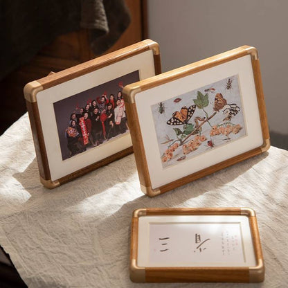 Solid Wood Photo Wash Made Photo Frame Simple 6 Family Portrait Small Wall Hanging Picture Frame Photo Frame Decoration Walnut