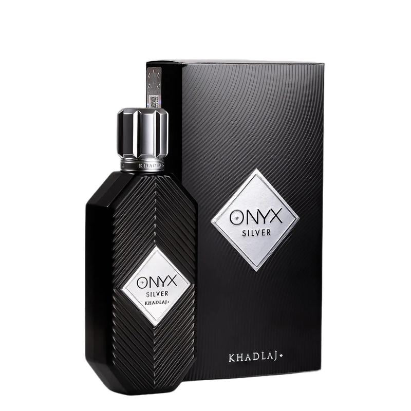 Khadlaj Onyx Silver for Men Eau De Parfum Spray, 3.4 Ounce