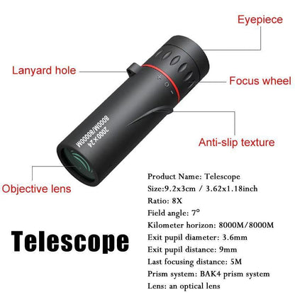 【2026】2000X25 High Definition Telescopes, Outdoor Mini Portable Zoom Telescopes, Travel Hiking Camping Bird Watching Telescopes