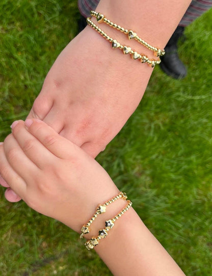 LMTS Classic! Bead & Cz Hearts Bracelet