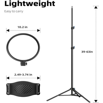 Weilisi 10.5" Ring Light with 69" Tripod Stand and Phone Holder Kit, Full-Screen Zoom Lighting for Video Recording, Makeup, Live Stream, Dimmable LED Selfie Ring Light Tripod for Iphone with Remote