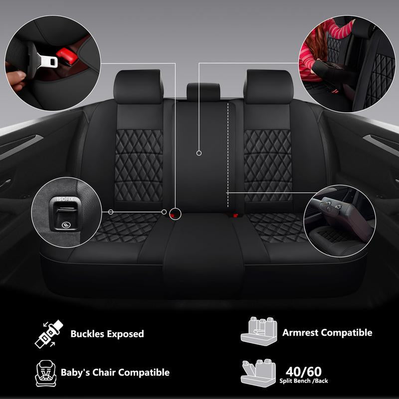 Leather Car Seat Covers,Universal Fit for Most Cars,Suvs and Sedans,Waterproof Luxury Leatherette Cushions, 5 Seats Protectors