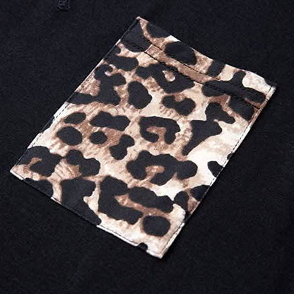 Women's Summer Tank Tops Leopard Pocket Sleeveless Blouse