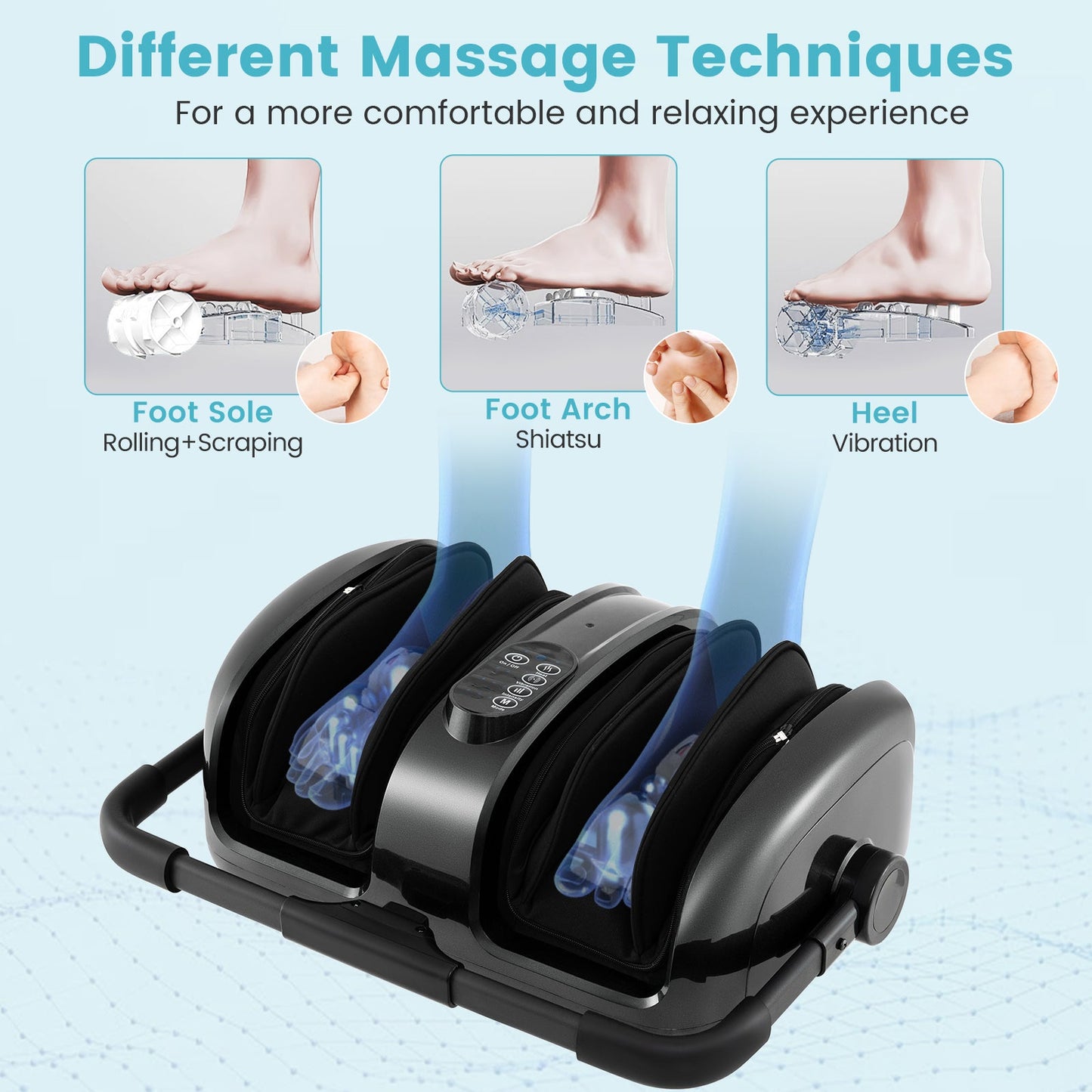 Foot and Calf Massager with Heat for Blood Circulation Pain Relief-Gray
