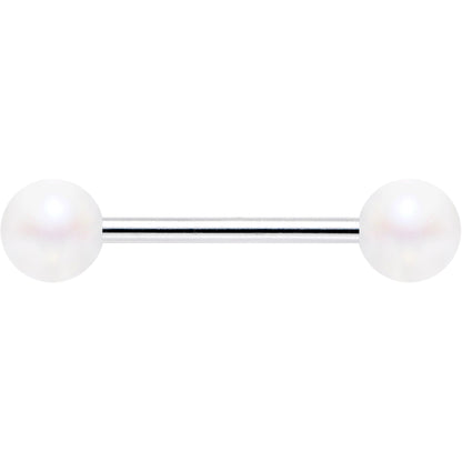 Matte Iridescent White 6mm Acrylic Ball Barbell Tongue Ring