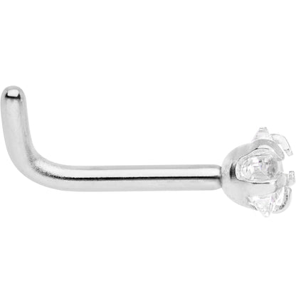 18G 1/4 Clear Star 3mm CZ Gem Steel L-Shape Nose Ring