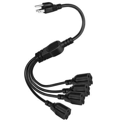 UXWEN 4 Way Extension Cord Splitter- 3 Prong 1 to 4 Power Cable 1.6FT 16AWG 10A/1250W NEMA 5-15P to 4X NEMA 5-15R Y Style 4-Outlet Power Cord Splitter Cord for Home Room Office