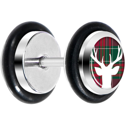 Red Green Plaid Reindeer Cheater Plug Set