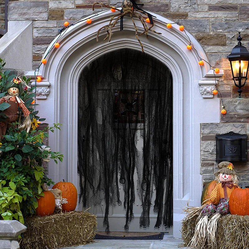 Halloween Black Gauze Cloth | Hanging Decoration for Spooky Events