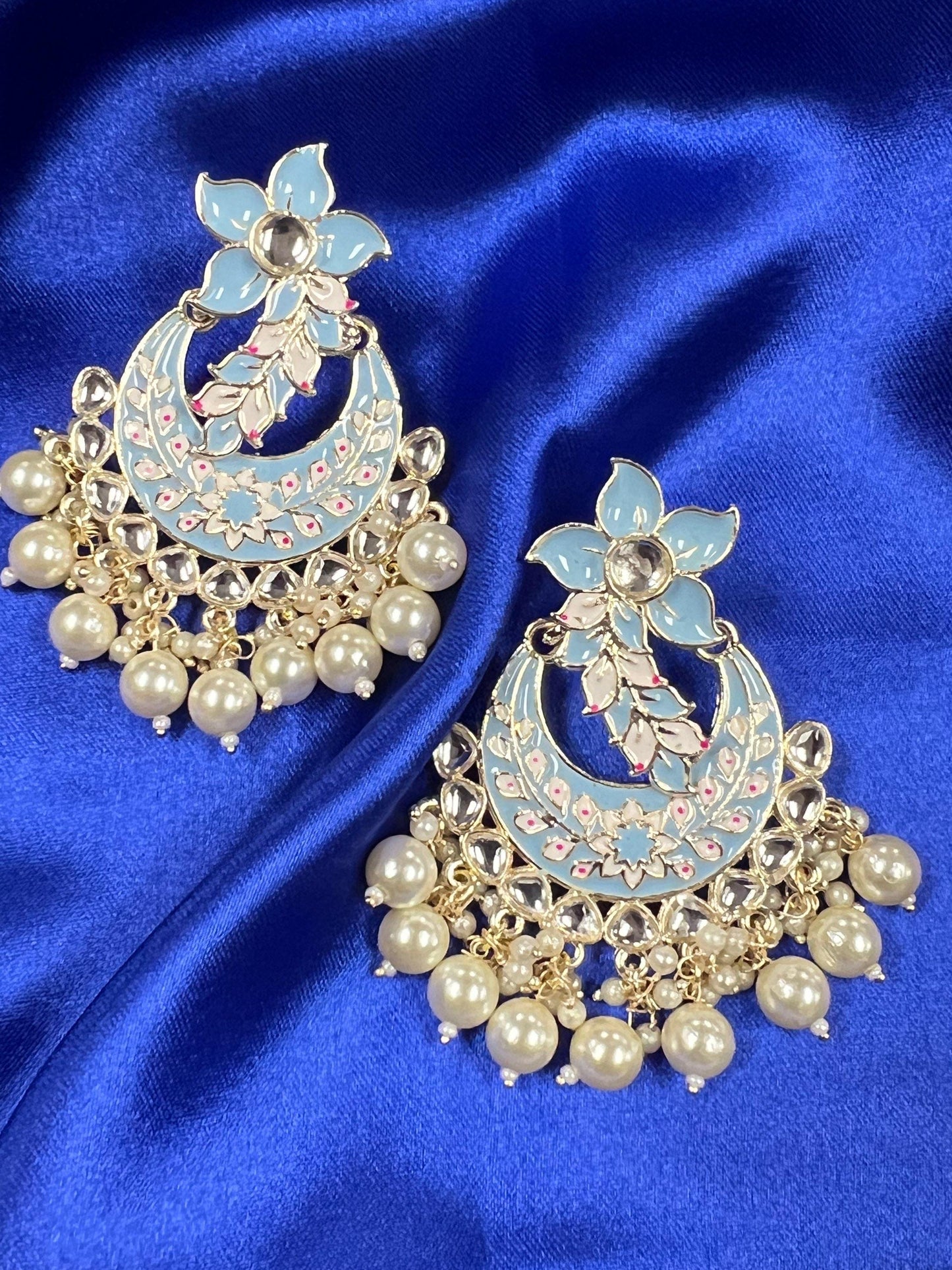 Light blue earrings | chandbali