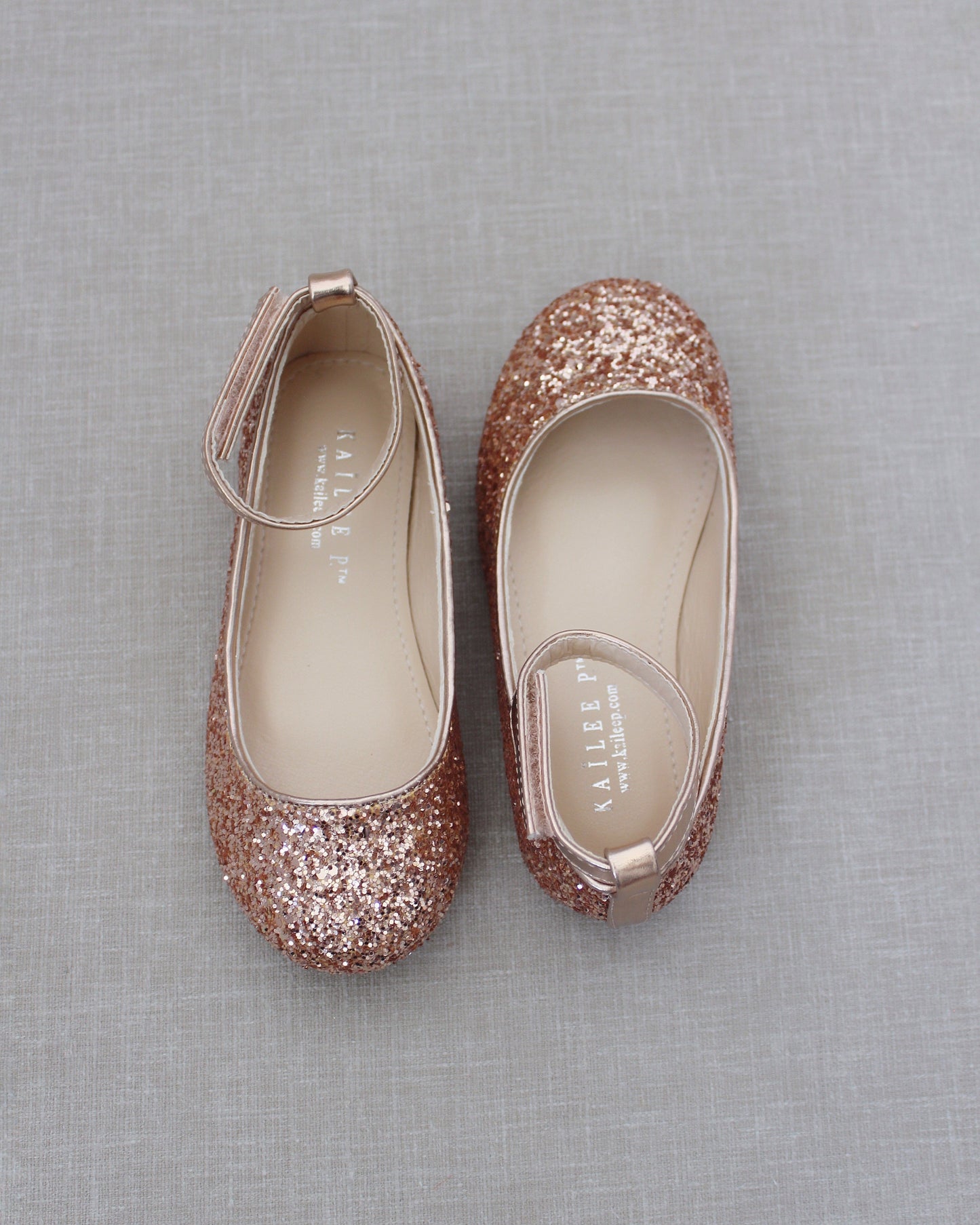 Rock Glitter Ballet Flats with Velcro Ankle Strap