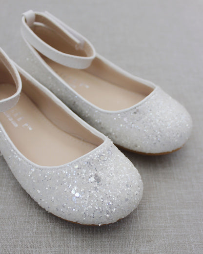 Rock Glitter Ballet Flats with Velcro Ankle Strap