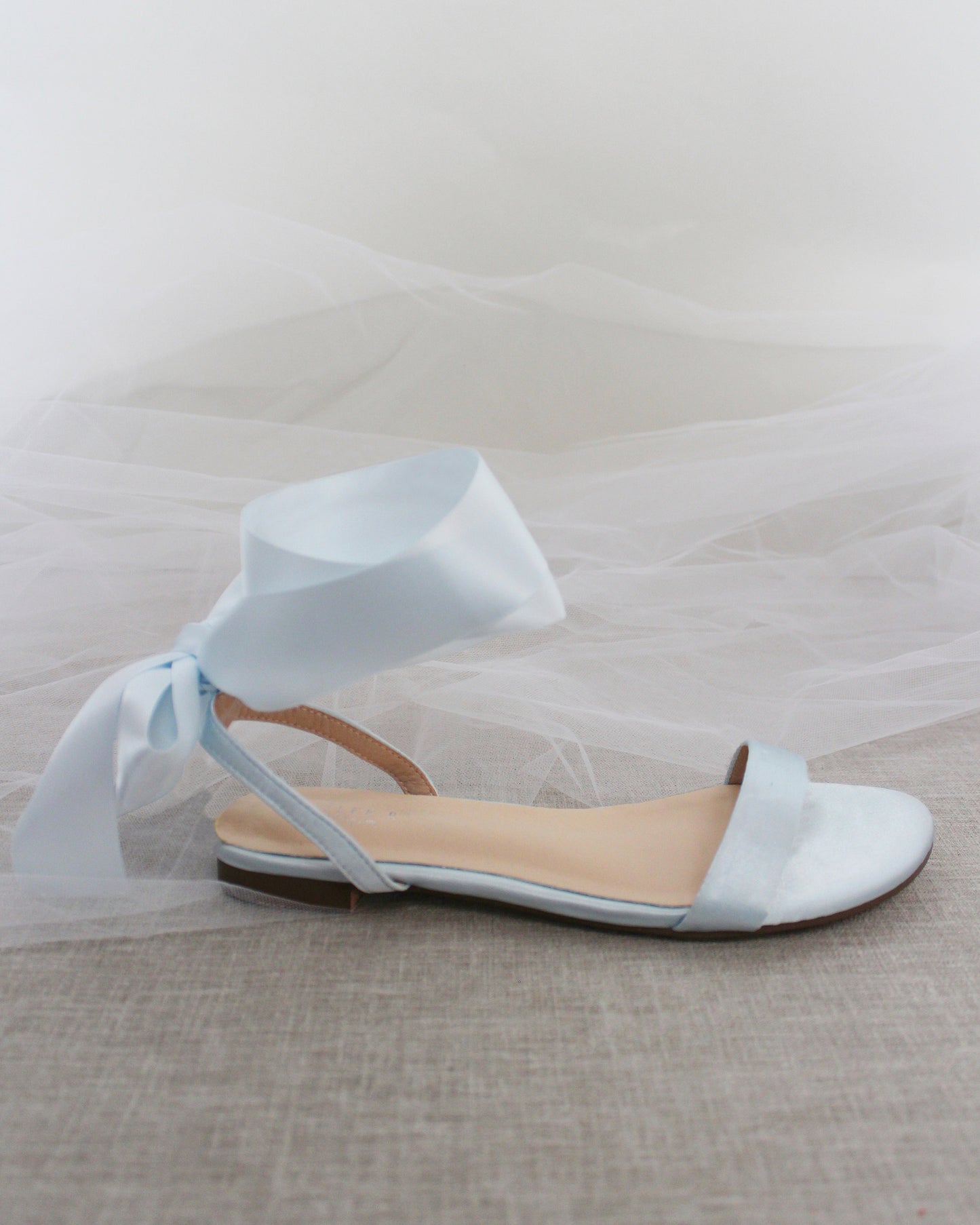 Girls Satin Flat Sandal with Wrapped Satin Tie