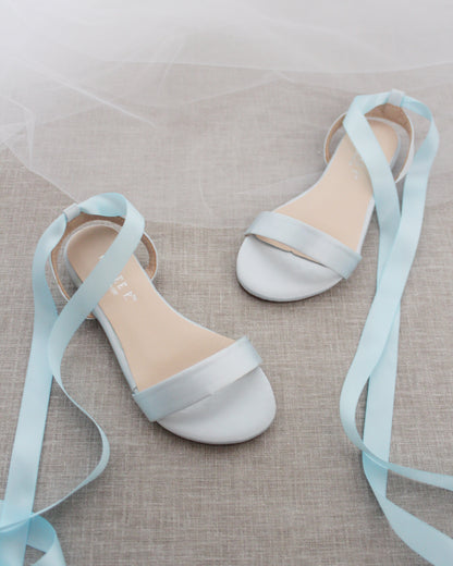 Girls Satin Flat Sandal with Ballerina Lace Up