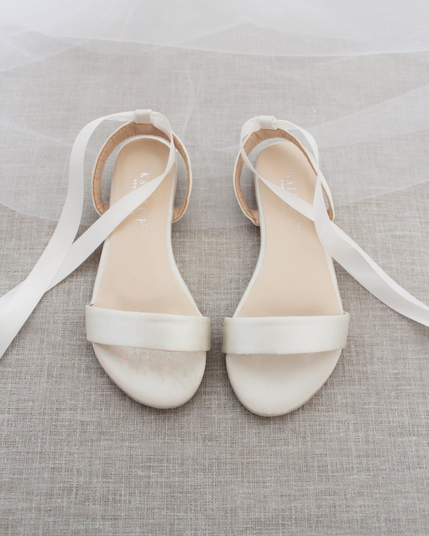 Girls Satin Flat Sandal with Ballerina Lace Up