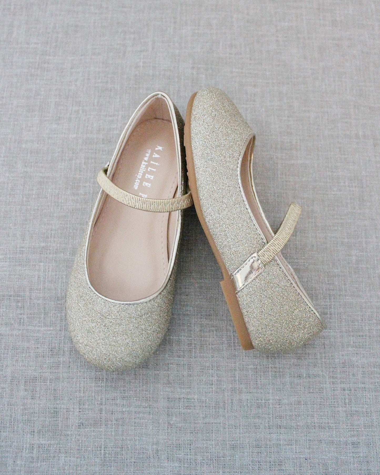 Gold Fine Glitter  Mary Jane Flats