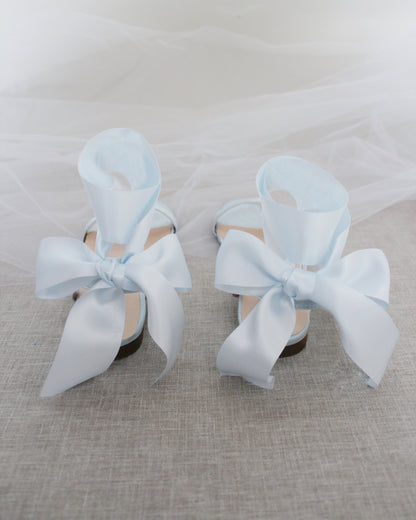 Girls Satin Flat Sandal with Wrapped Satin Tie